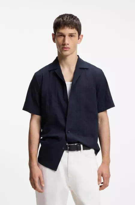 Relaxed-fit cotton shirt with structured stripe