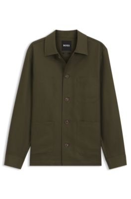 Relaxed-fit overshirt in solid twill, Light Green