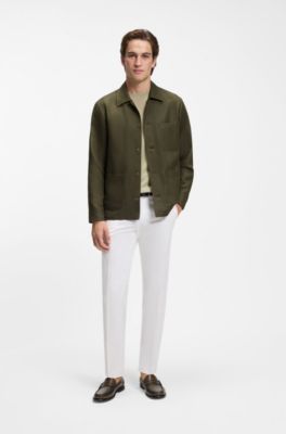 Relaxed-fit overshirt in solid twill, Light Green