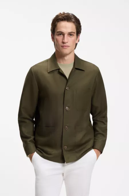 Relaxed-fit overshirt in solid twill