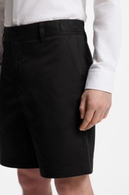 Short Slim en coton stretch merceris&eacute;, Noir