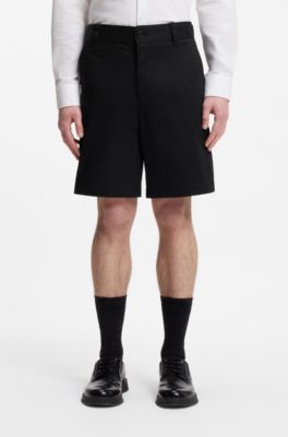 Shorts slim fit en algod&oacute;n el&aacute;stico mercerizado, Negro