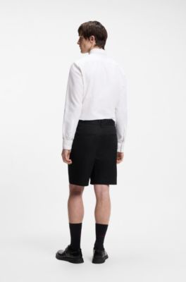 Short Slim en coton stretch merceris&eacute;, Noir