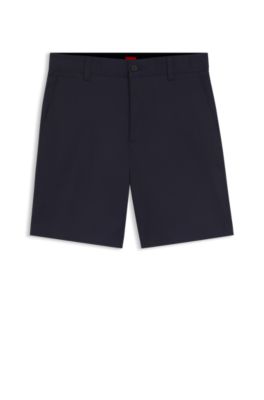 Short Slim en coton stretch merceris&eacute;, Bleu fonc&eacute;