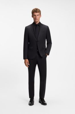 BOSS ONE camisa business slim fit en popel&iacute;n sin arrugas, Negro