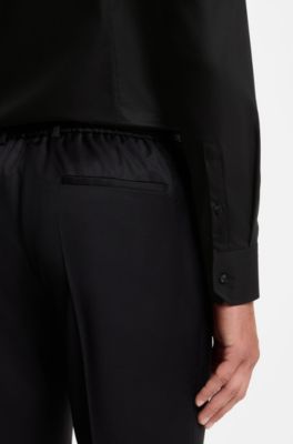 BOSS ONE camisa business slim fit en popel&iacute;n sin arrugas, Negro