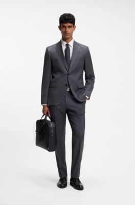 BOSS ONE Slim-fit dress shirt in wrinkle-free poplin, White