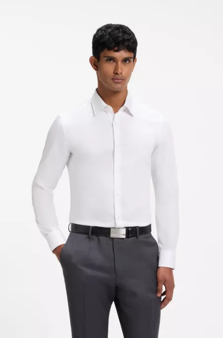 BOSS ONE Slim-fit dress shirt in wrinkle-free poplin
