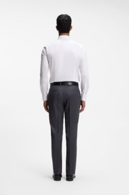 BOSS ONE Slim-fit dress shirt in wrinkle-free poplin, White