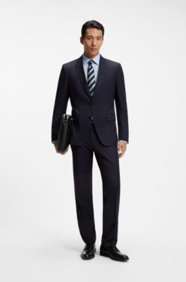 BOSS ONE Slim-fit dress shirt in wrinkle-free poplin, Light Blue