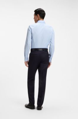 BOSS ONE Slim-fit dress shirt in wrinkle-free poplin, Light Blue