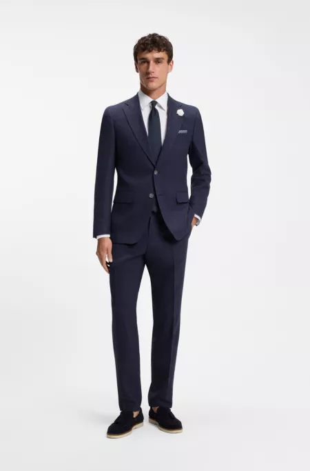 Slim-fit pants in melange stretch fabric