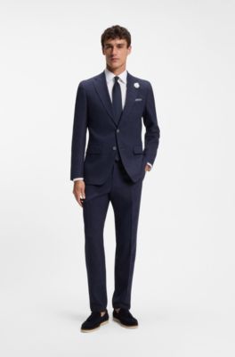 Pantalones slim fit de tejido el&aacute;stico jaspeado, Azul oscuro