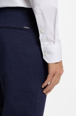 Pantalones slim fit de tejido el&aacute;stico jaspeado, Azul oscuro