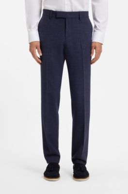 Pantalones slim fit de tejido el&aacute;stico jaspeado, Azul oscuro