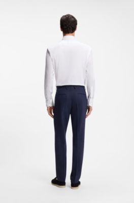 Pantalones slim fit de tejido el&aacute;stico jaspeado, Azul oscuro