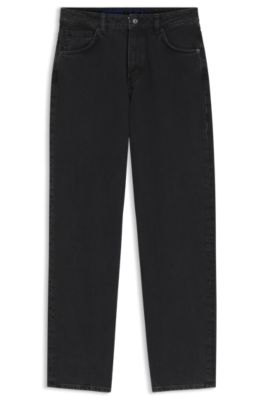 Jean large Loose en coton noir, Noir