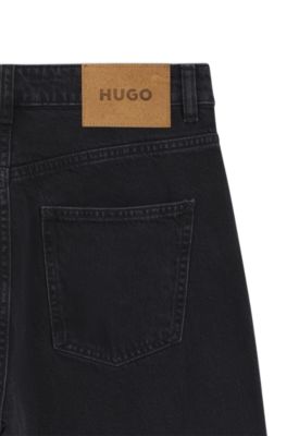 Jean large Loose en coton noir, Noir