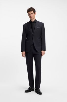 BOSS ONE Camisa slim fit en tela oxford de algod&oacute;n resistente a las arrugas, Negro