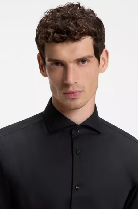 BOSS ONE Slim-fit shirt in wrinkle-resistant Oxford cotton