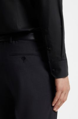 BOSS ONE Camisa slim fit en tela oxford de algod&oacute;n resistente a las arrugas, Negro