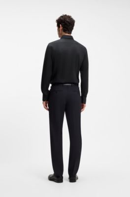 BOSS ONE Camisa slim fit en tela oxford de algod&oacute;n resistente a las arrugas, Negro