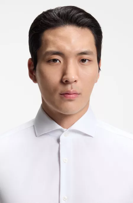 BOSS ONE Slim-fit shirt in wrinkle-resistant Oxford cotton