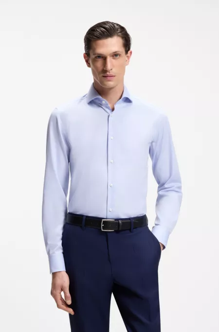 BOSS ONE Slim-fit shirt in wrinkle-resistant Oxford cotton