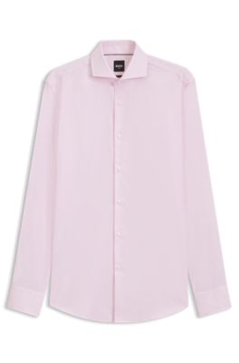 BOSS ONE Camisa slim fit en tela oxford de algod&oacute;n resistente a las arrugas, Pink