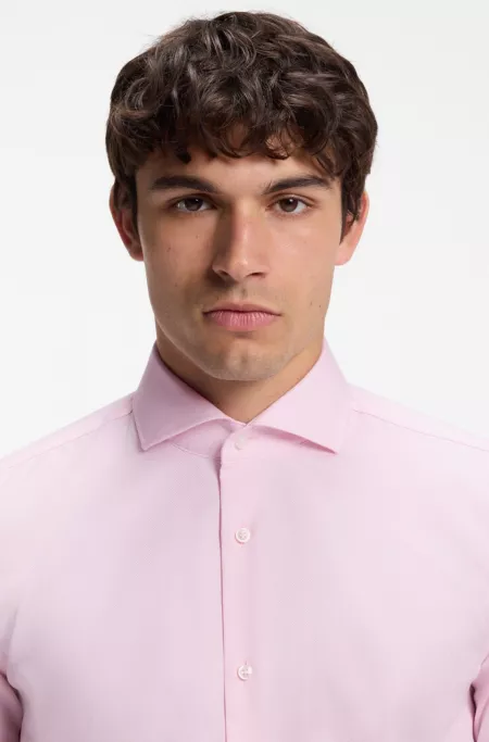 BOSS ONE Slim-fit shirt in wrinkle-resistant Oxford cotton