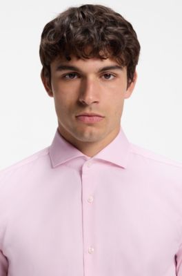 BOSS ONE Camisa slim fit en tela oxford de algod&oacute;n resistente a las arrugas, Pink