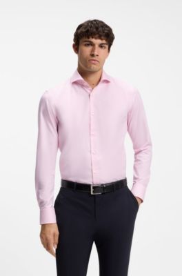 BOSS ONE Camisa slim fit en tela oxford de algod&oacute;n resistente a las arrugas, Pink