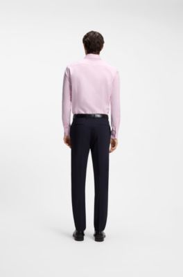 BOSS ONE Camisa slim fit en tela oxford de algod&oacute;n resistente a las arrugas, Pink