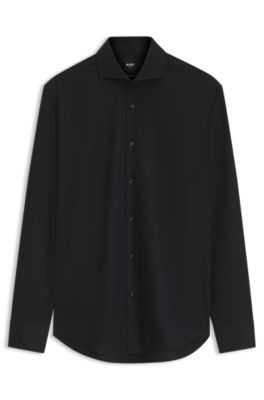 Chemise d'affaires Regular en coton infroissable, Noir