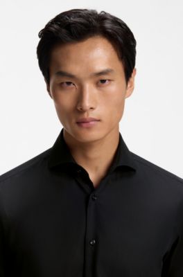 Chemise d'affaires Regular en coton infroissable, Noir