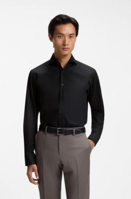 Chemise d'affaires Regular en coton infroissable, Noir