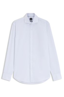 Regular-fit dress shirt in wrinkle-resistant cotton, White