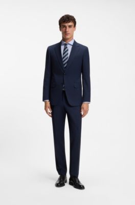 Slim-fit cotton shirt with spread collar, Light Blue