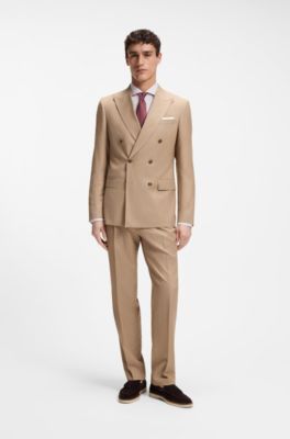 Slim-fit shirt in wrinkle-free cotton, Beige