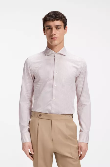 Slim-fit shirt in wrinkle-free cotton