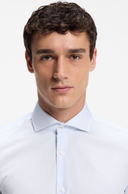 Camisa slim fit en algod&oacute;n que no se arruga, Celeste
