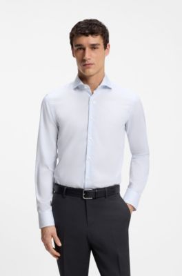 Camisa slim fit en algod&oacute;n que no se arruga, Celeste