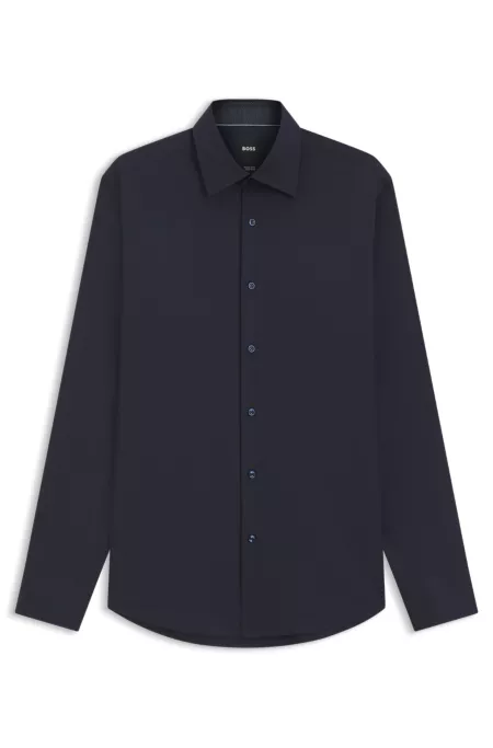 Regular-fit shirt in easy-iron stretch cotton