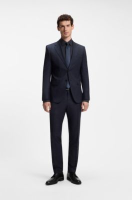 Regular-fit shirt in easy-iron stretch cotton, Dark Blue