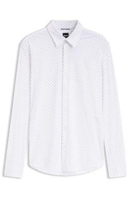 Camisa slim fit t&eacute;cnica en punto el&aacute;stico, Caqui
