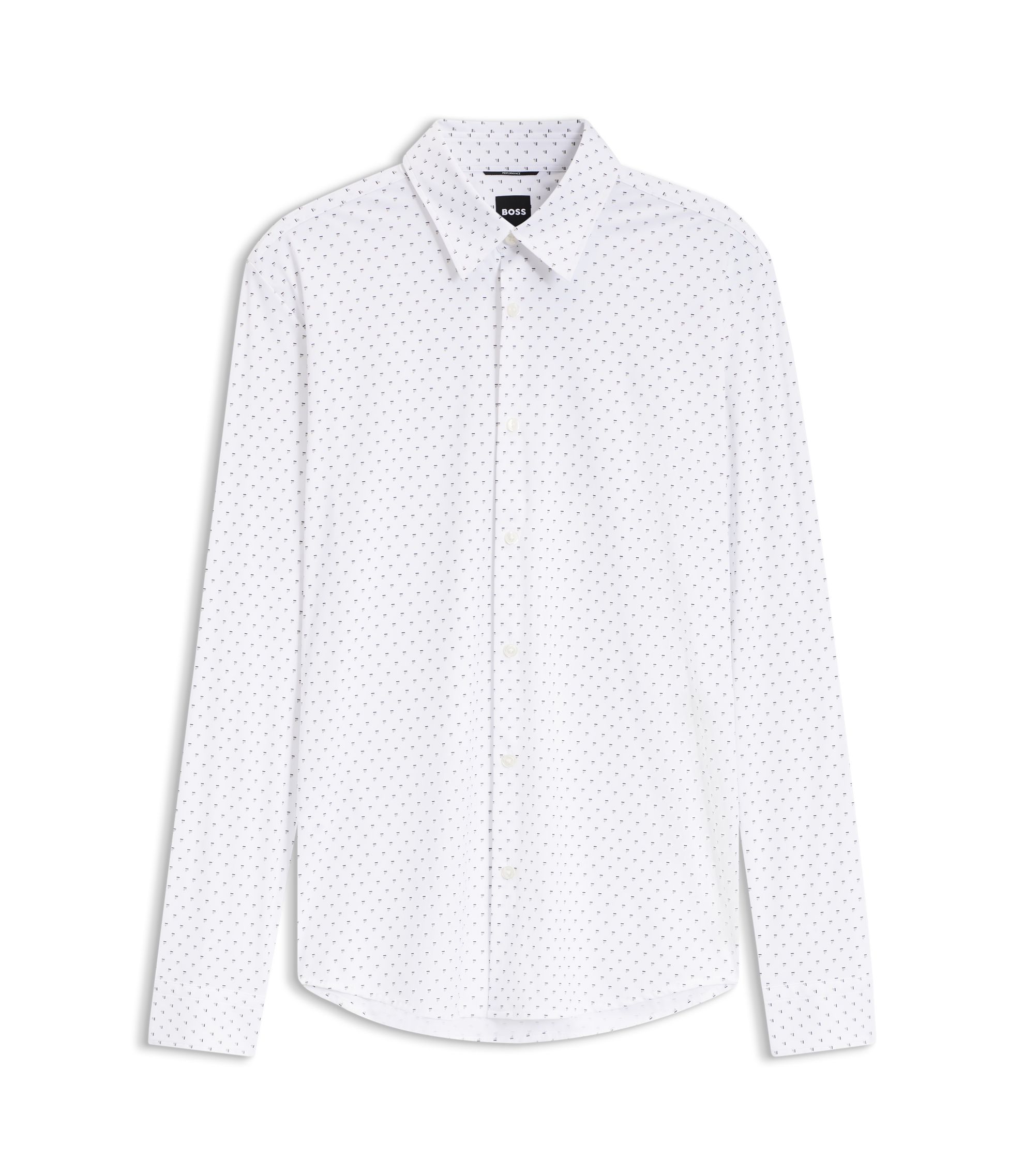 boss performance dress shirt BOSS Performance-stretch slim-fit shirt in structured jersey, Men, Size: S, Black