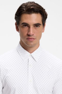 Camisa slim fit t&eacute;cnica en punto el&aacute;stico, Caqui