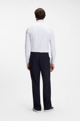 Camisa slim fit t&eacute;cnica en punto el&aacute;stico, Caqui
