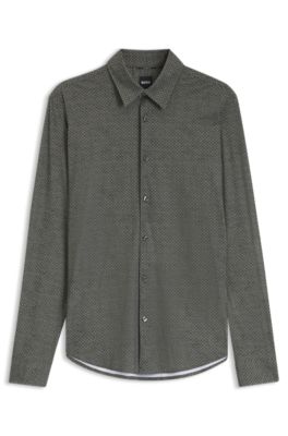 Camisa slim fit t&eacute;cnica en punto el&aacute;stico, Cal
