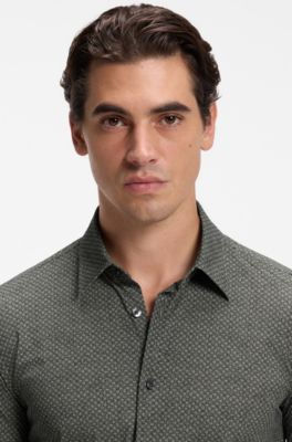 Camisa slim fit t&eacute;cnica en punto el&aacute;stico, Cal